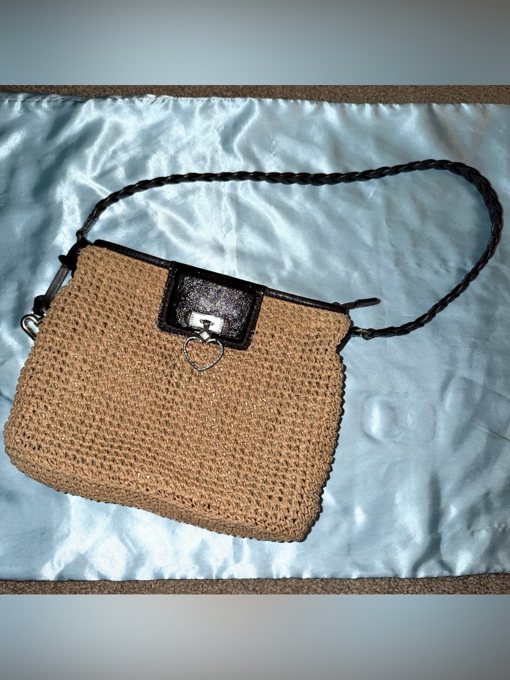 Brighton Woven Straw and Leather Shoulder Bag